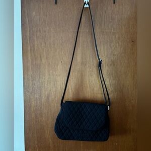 Vera Bradley Black Microfiber Quilted Crossbody Bag